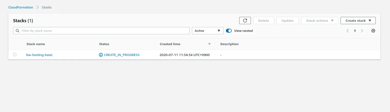 Stack deployment in progress